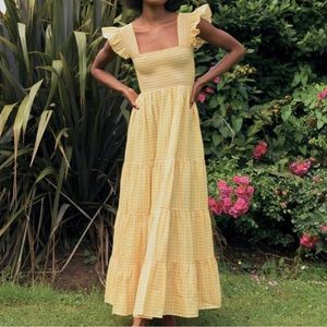 RIXO Kendall Midi Dress - Yellow Gingham